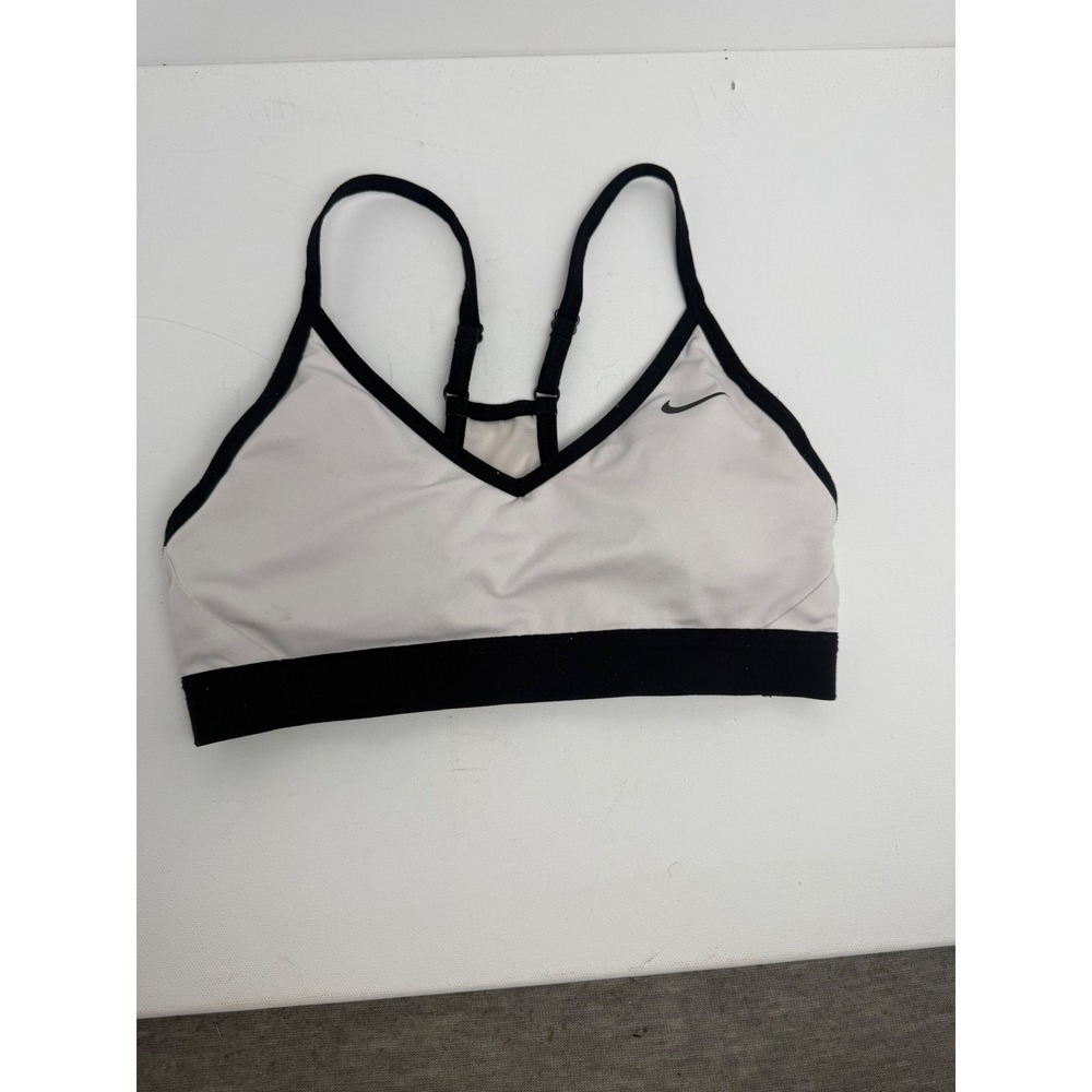 Nike Indy Women's V-Neck Light Support Sports Bra Gray Black Size S